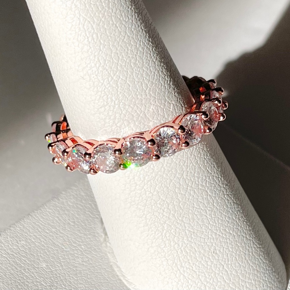Waterproof & Tarnish Proof Rose Gold Diamond Ring - Picture 5 of 10